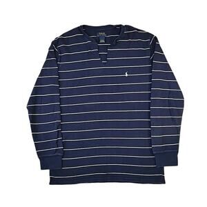 Polo Ralph Lauren Waffle Knit Thermal Shirt XL Navy Stripe